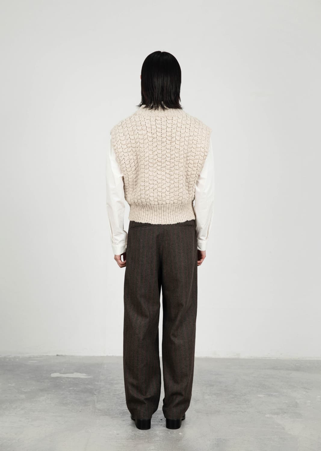 아모멘토 울 스트라이프 마틴 팬츠 브라운 상품이미지2