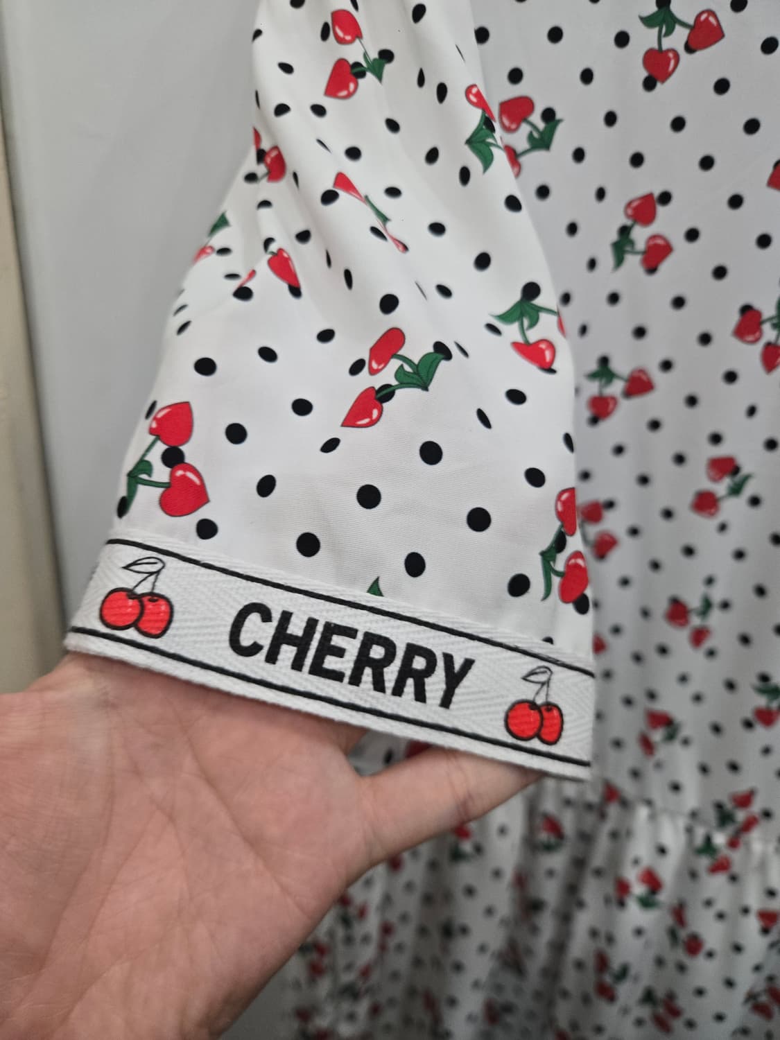 S,90,크게나옴)) 체리 도트 롱 원피스! 실물 짱 귀엽고 이뻐용~ 상품이미지2