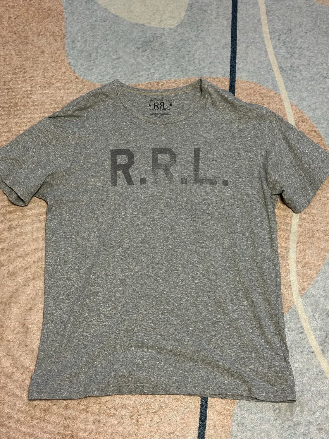 [M] RRL(더블알엘 ) RRL 로고 반팔 티셔츠 그레이 상품이미지1