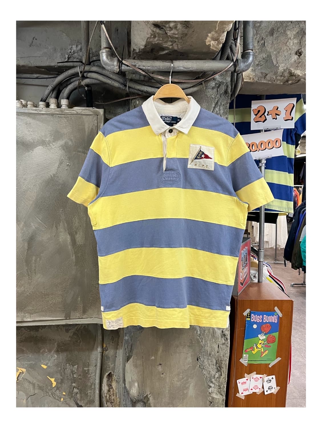 폴로 랄프로렌 스트라이프 럭비 반팔 카라티 레몬 XL #csz3808 상품이미지1