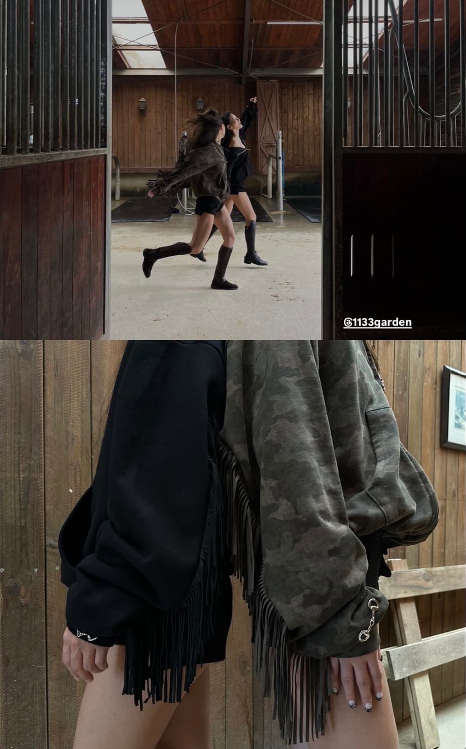 1133 garden 와일드 프린지 후드집업 블랙 상품이미지3