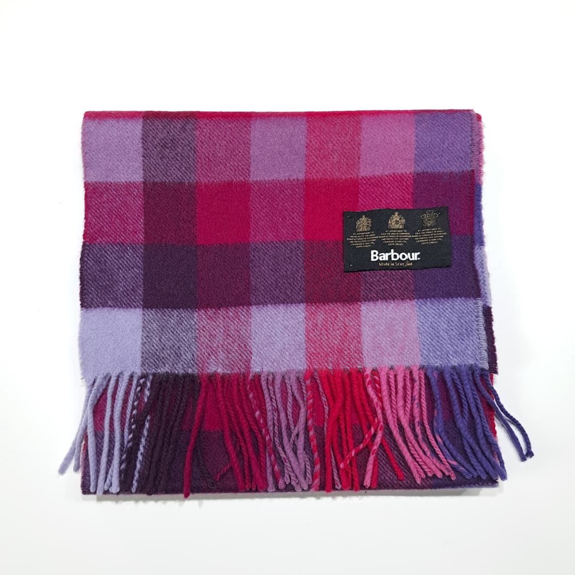 MX568 바버 00s 스코틀랜드판 램스울 체크 퍼플마젠타 머플러 목도 상품이미지6