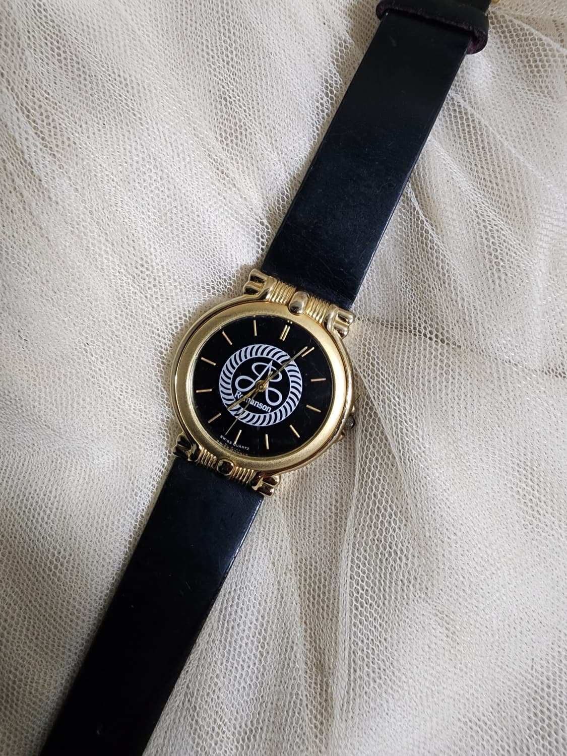 빈티지 로만손 골드 블랙 가죽 시계 상품이미지4