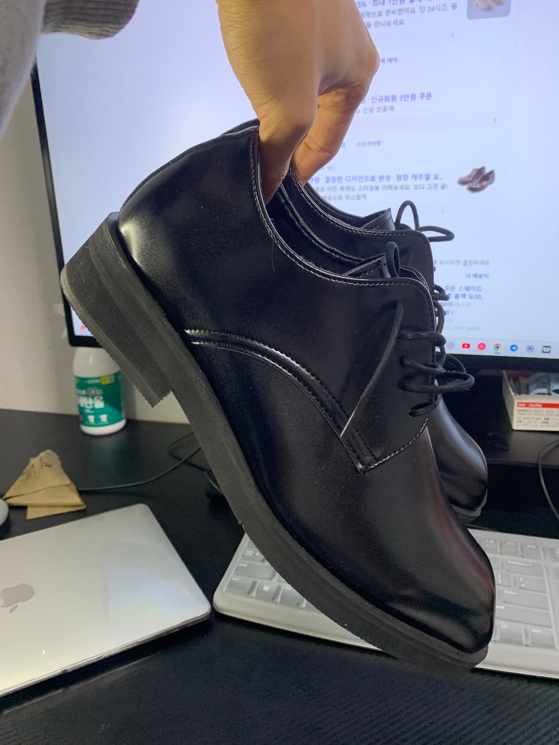 야세 블랙 스퀘어토 더비슈즈 구두 270 새상품 (실착0회) 360도사진 상품이미지4