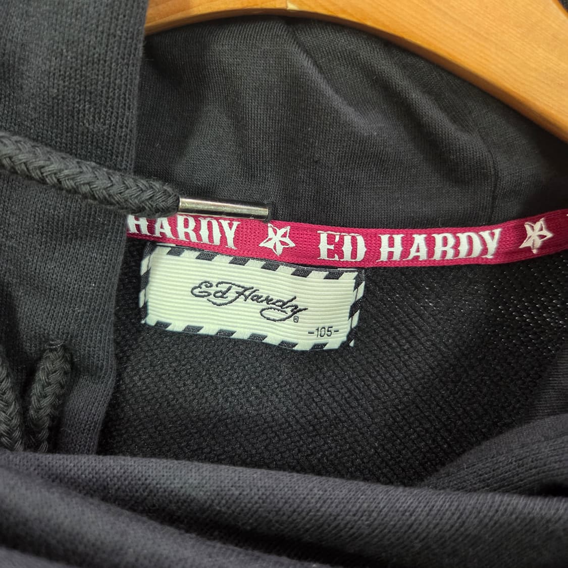 [ED HARDY] 에드하디 블랙 후드집업 레터링 자켓 XL 상품이미지5
