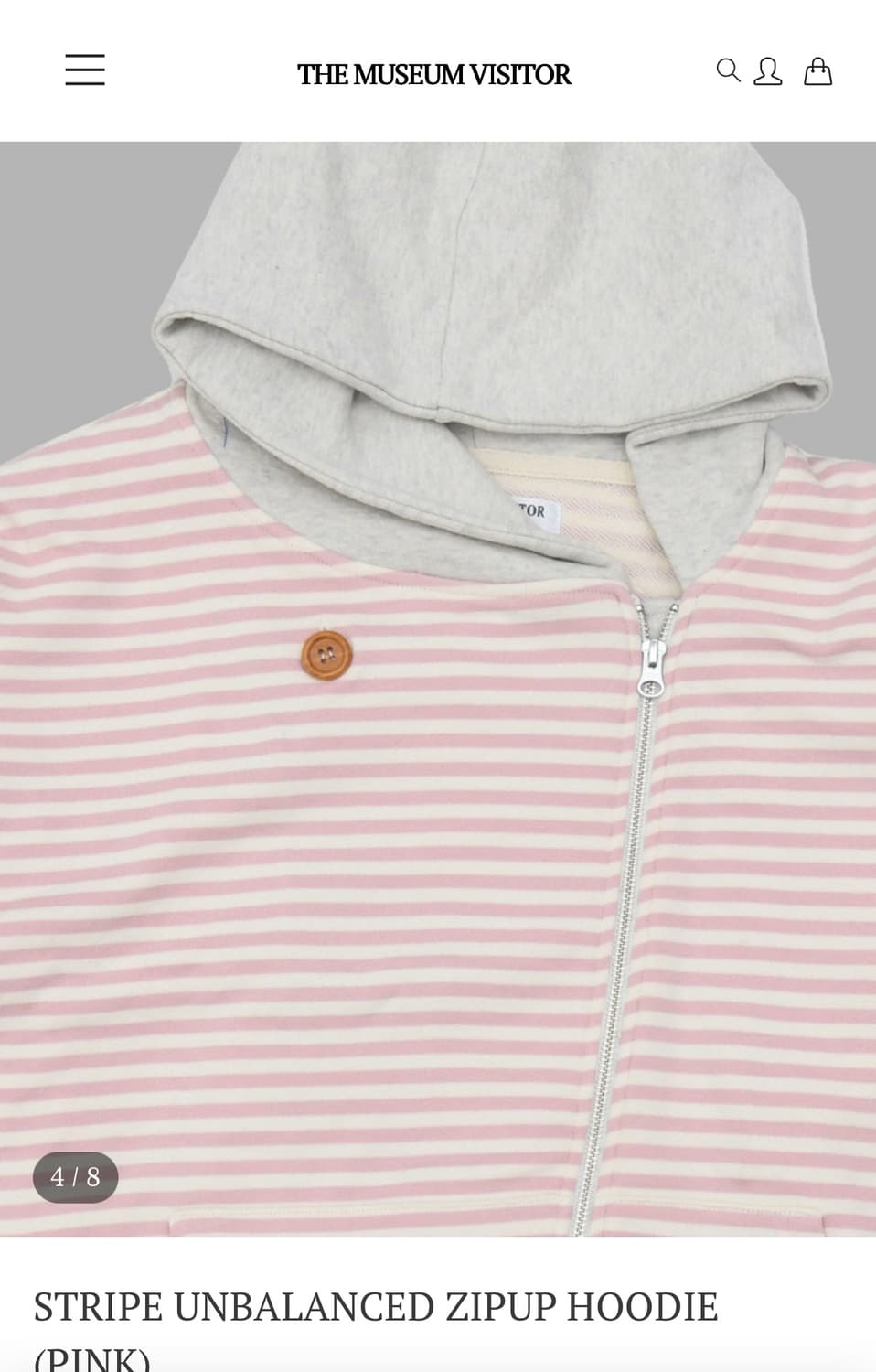 STRIPE UNBALANCED ZIPUP HOODIE (PINK) 상품이미지4