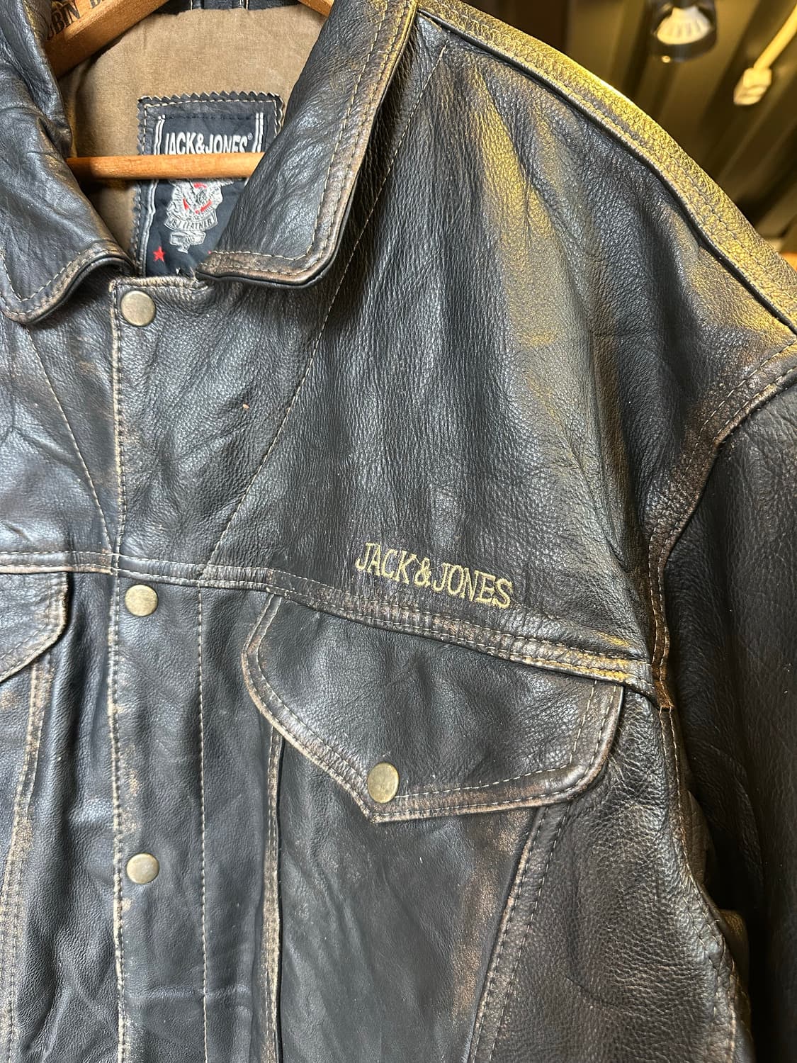 [105]Jack & Jones 헤비 리얼 레더 플라이트 자켓 상품이미지4