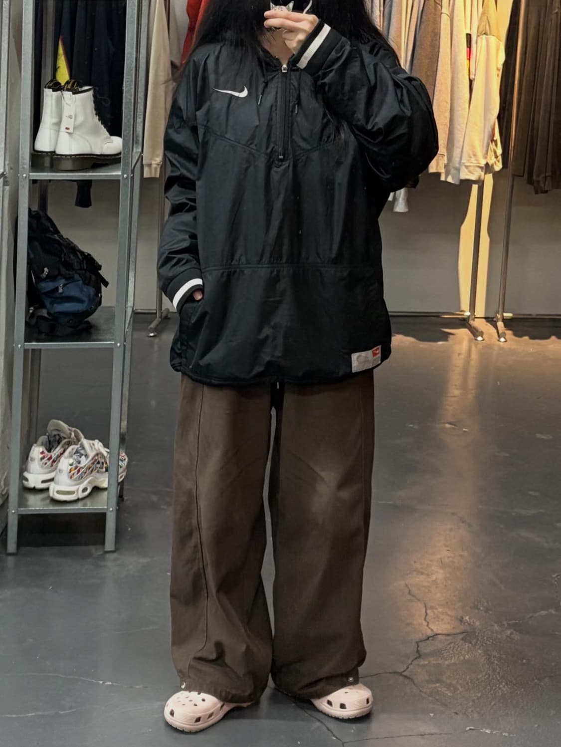 나이키 올드스쿨 블랙 후드 반집업 웜업재킷 A2164 상품이미지1