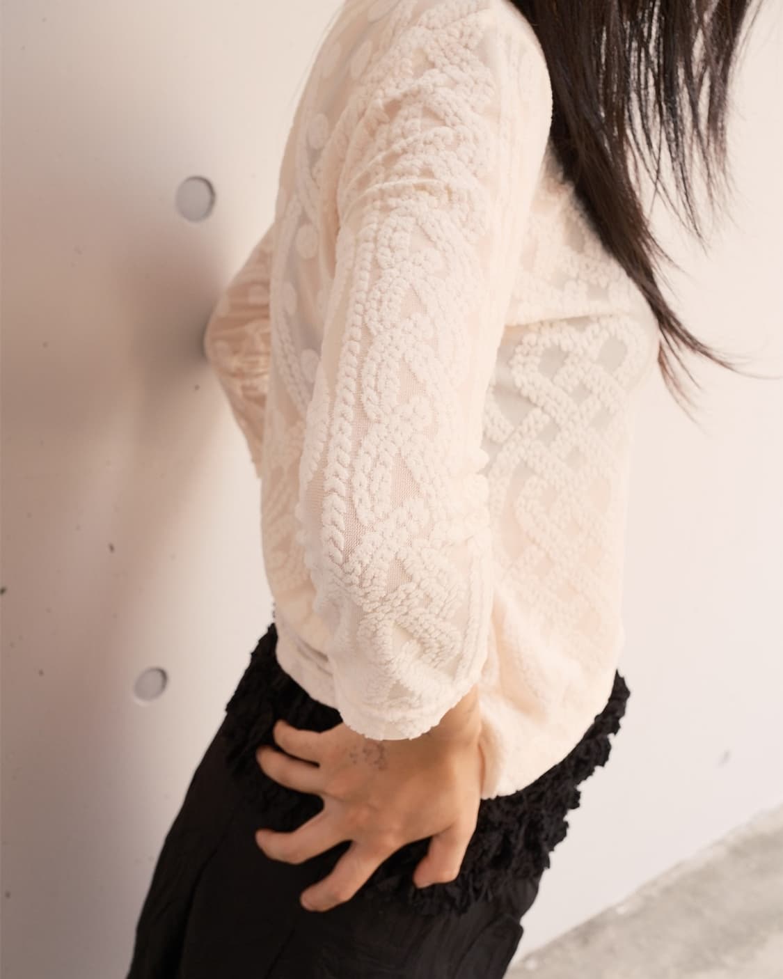 Aran jacquard sheer top 상품이미지2