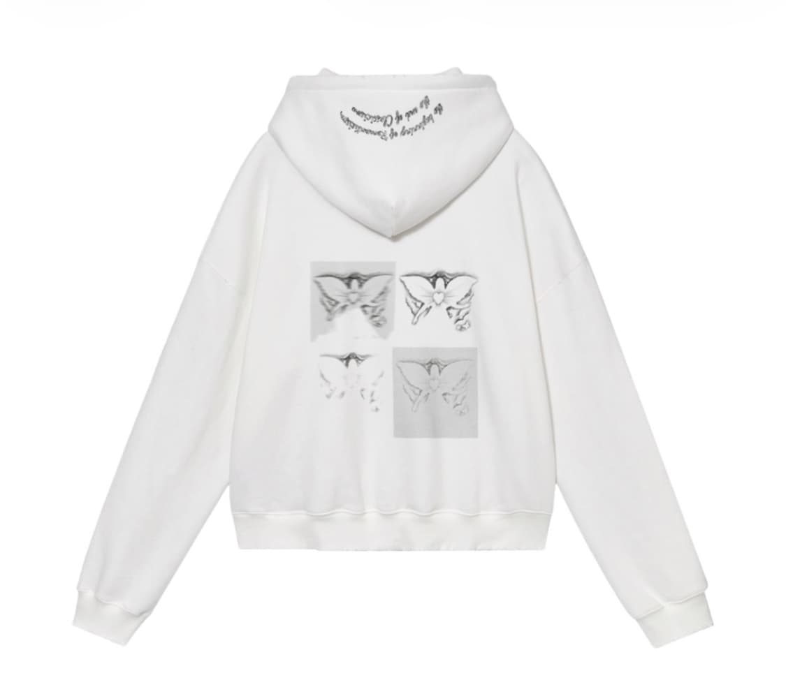 글로니 마야 두들 프린트 후드 집업 화이트 상품이미지2