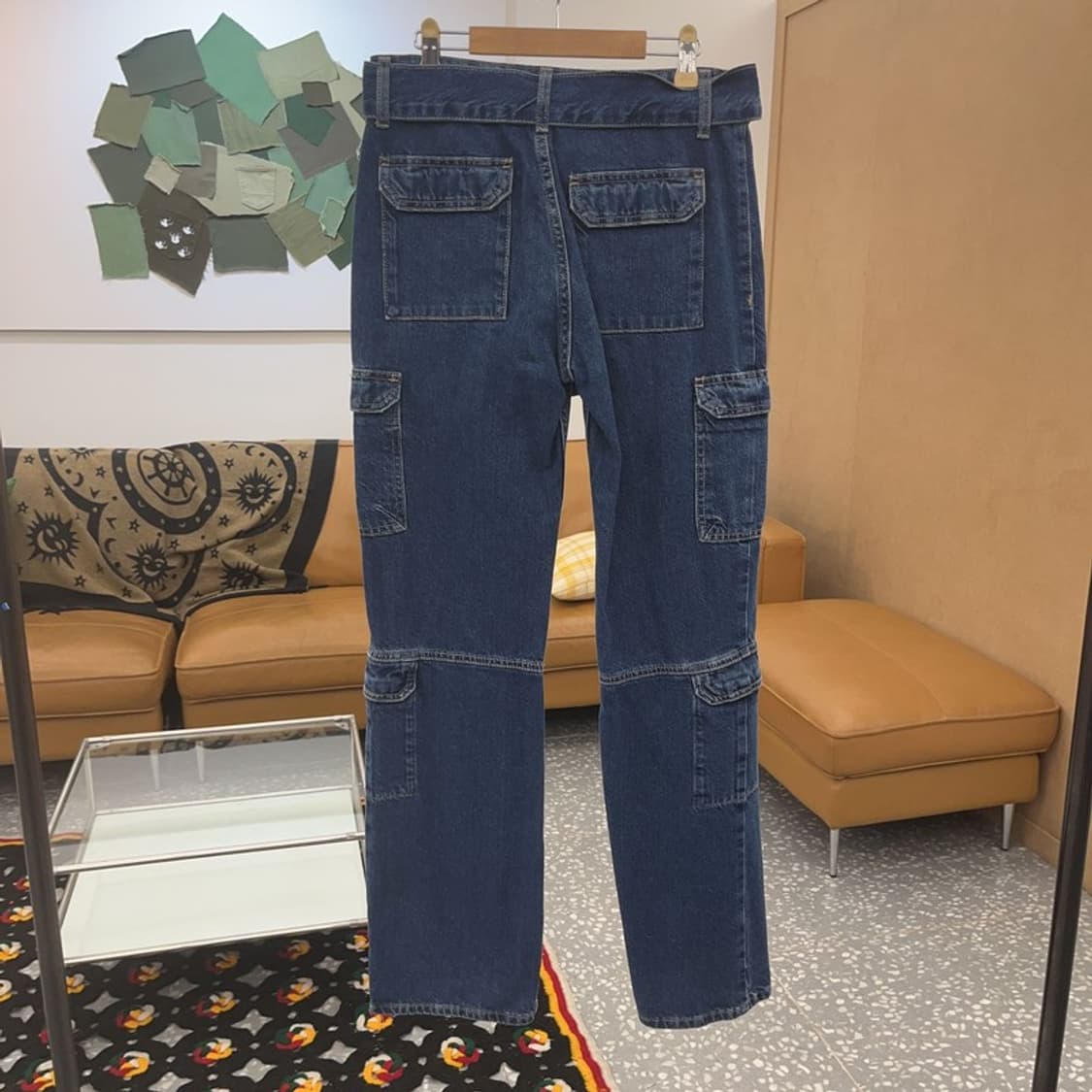 자라 빈티지 미드라이즈 벨티드 데님 카고팬츠 26인치 C07834 상품이미지4