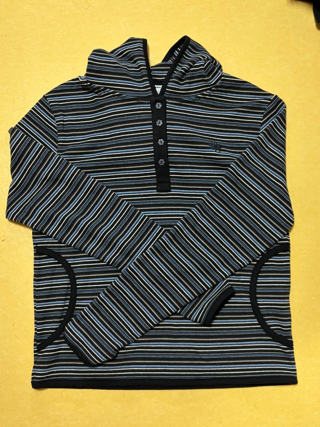 단델 스트라이프 후드 롱슬리브 블랙 상품이미지4