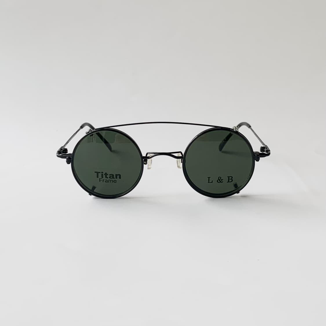 898 블랙 티탄 라운드 메탈 투웨이 안경 선글라스 Y2K 슬림 초경량 상품이미지1