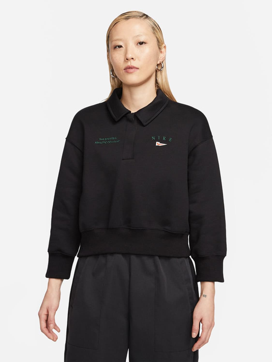 XL) 나이키 한정 크롭 폴로 맨투맨 블랙 상품이미지8