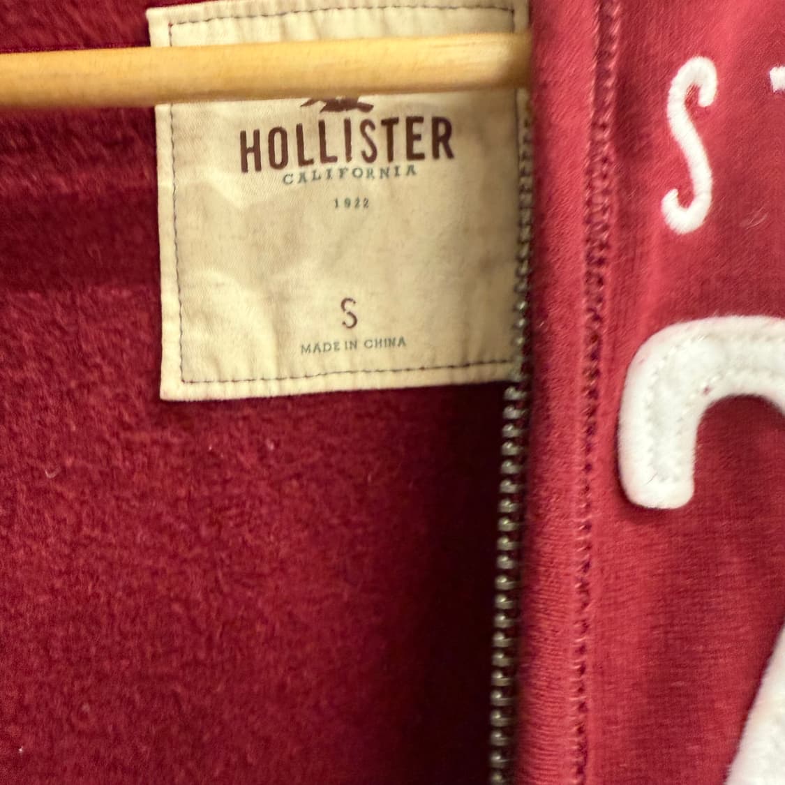 홀리스터 버건디 후드집업 1922 S 상품이미지2