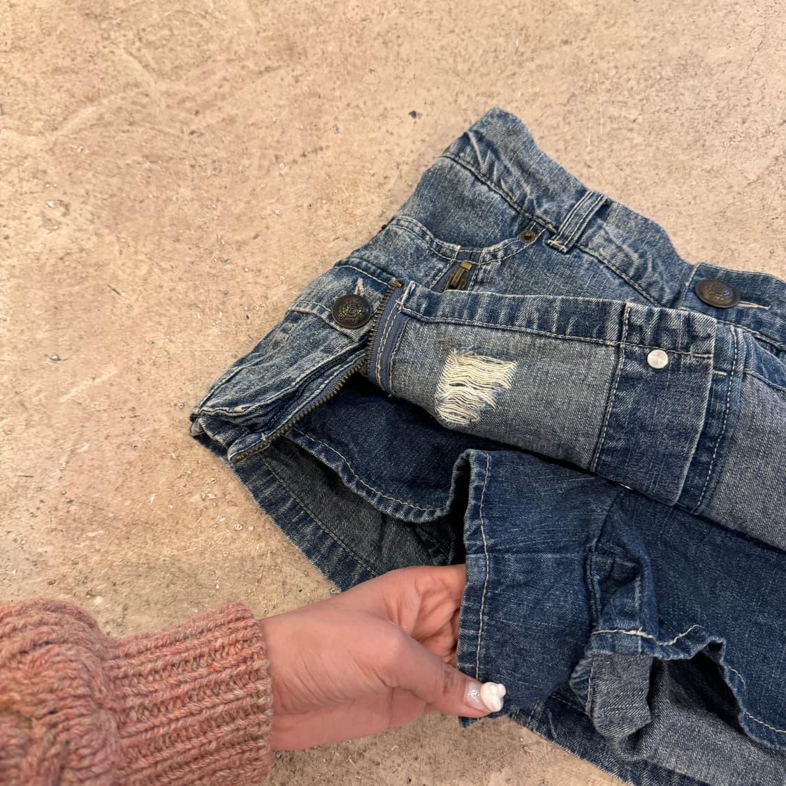 사이드 지퍼 슬릿 데님 스커트 팬츠 상품이미지7