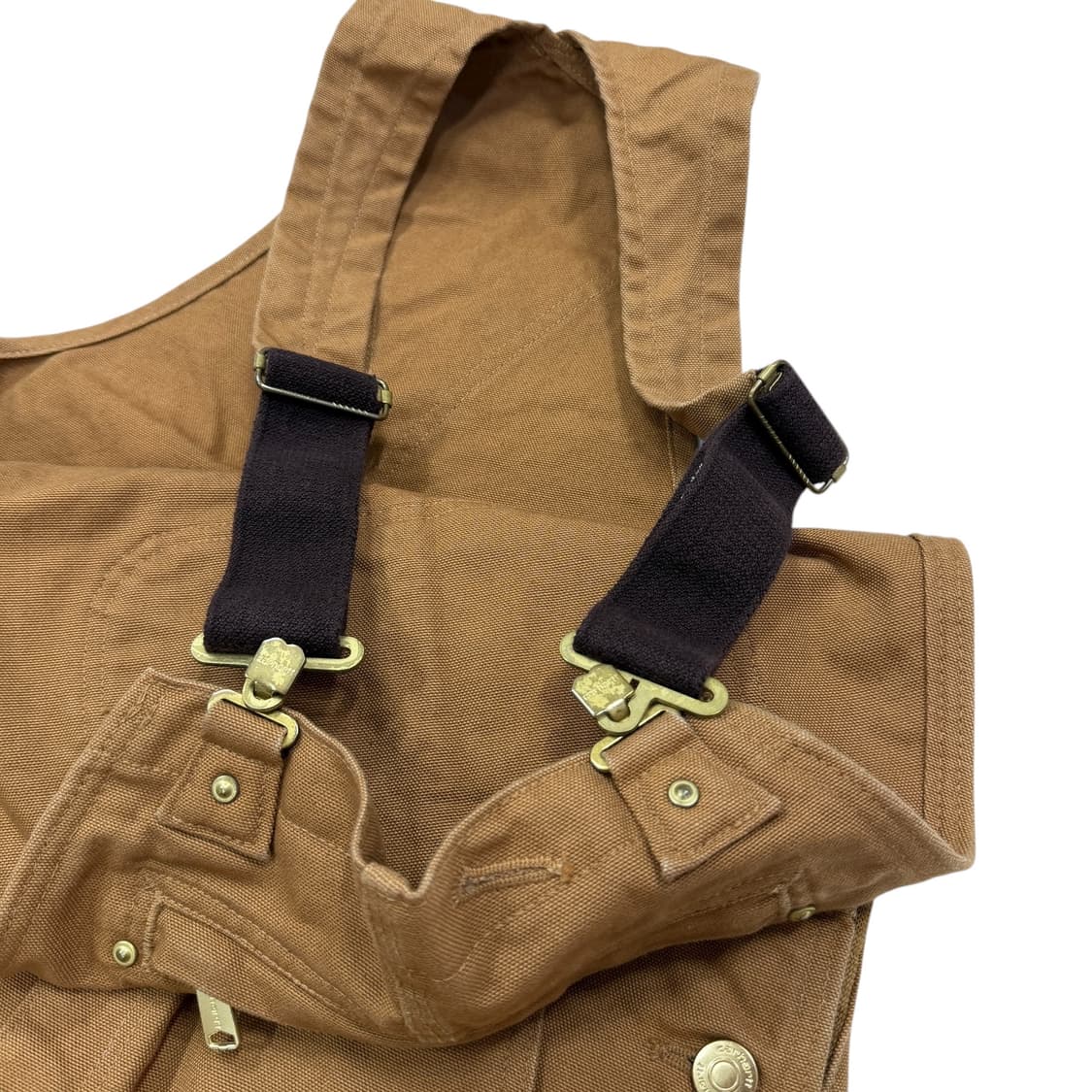 칼하트 빈티지 오버롤 덕 빕 멜빵바지 된장 브라운 34X32 상품이미지5