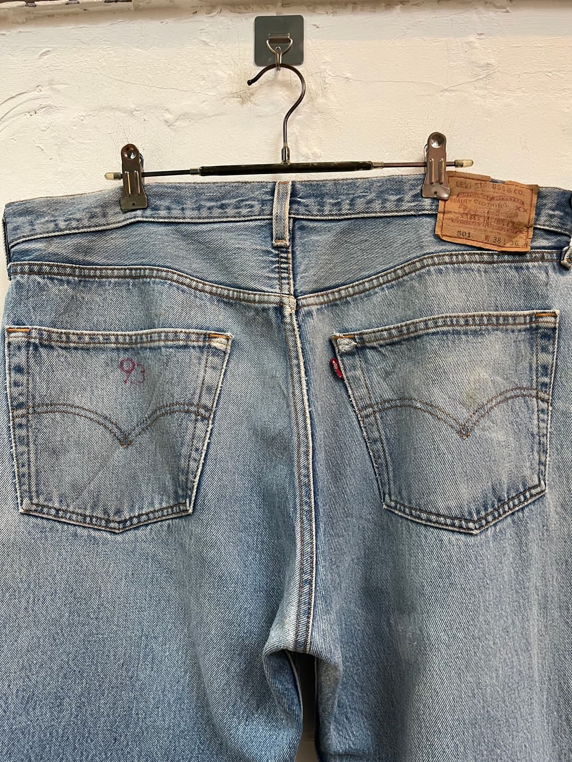Levis 501 MADE IN USA 대미지 데님 청바지 W38/L36 상품이미지7