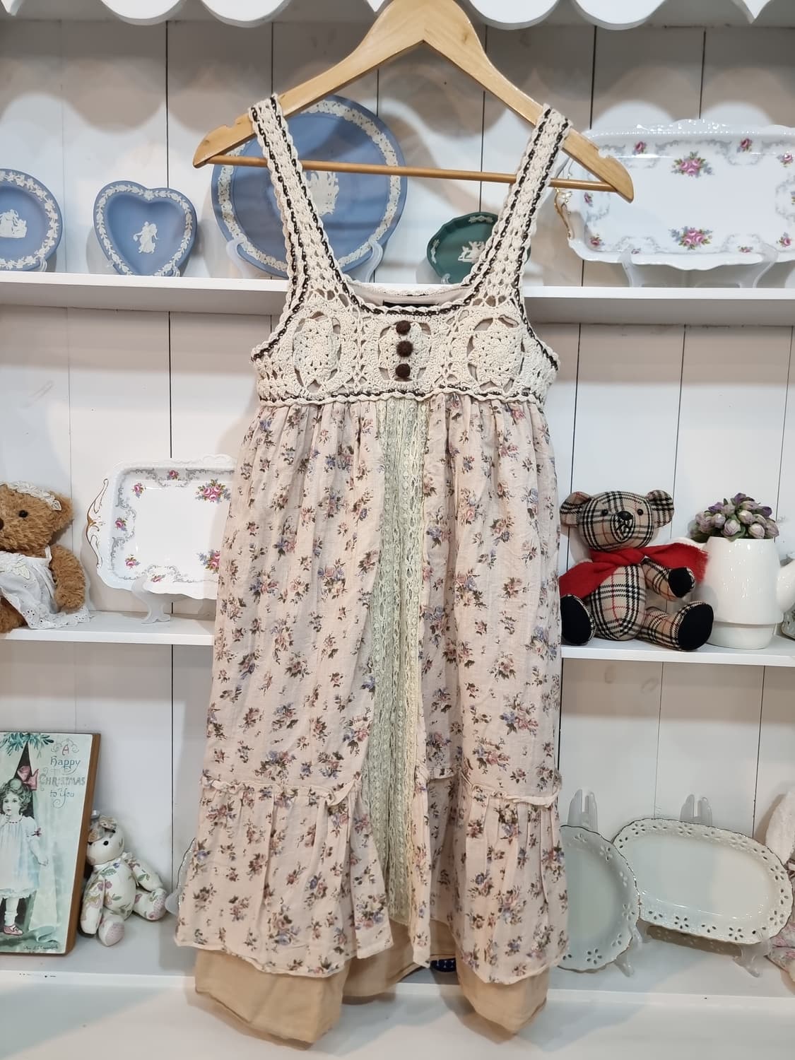 크로셰니트 뷔스티에 레이어드 플라워 원피스 상품이미지1