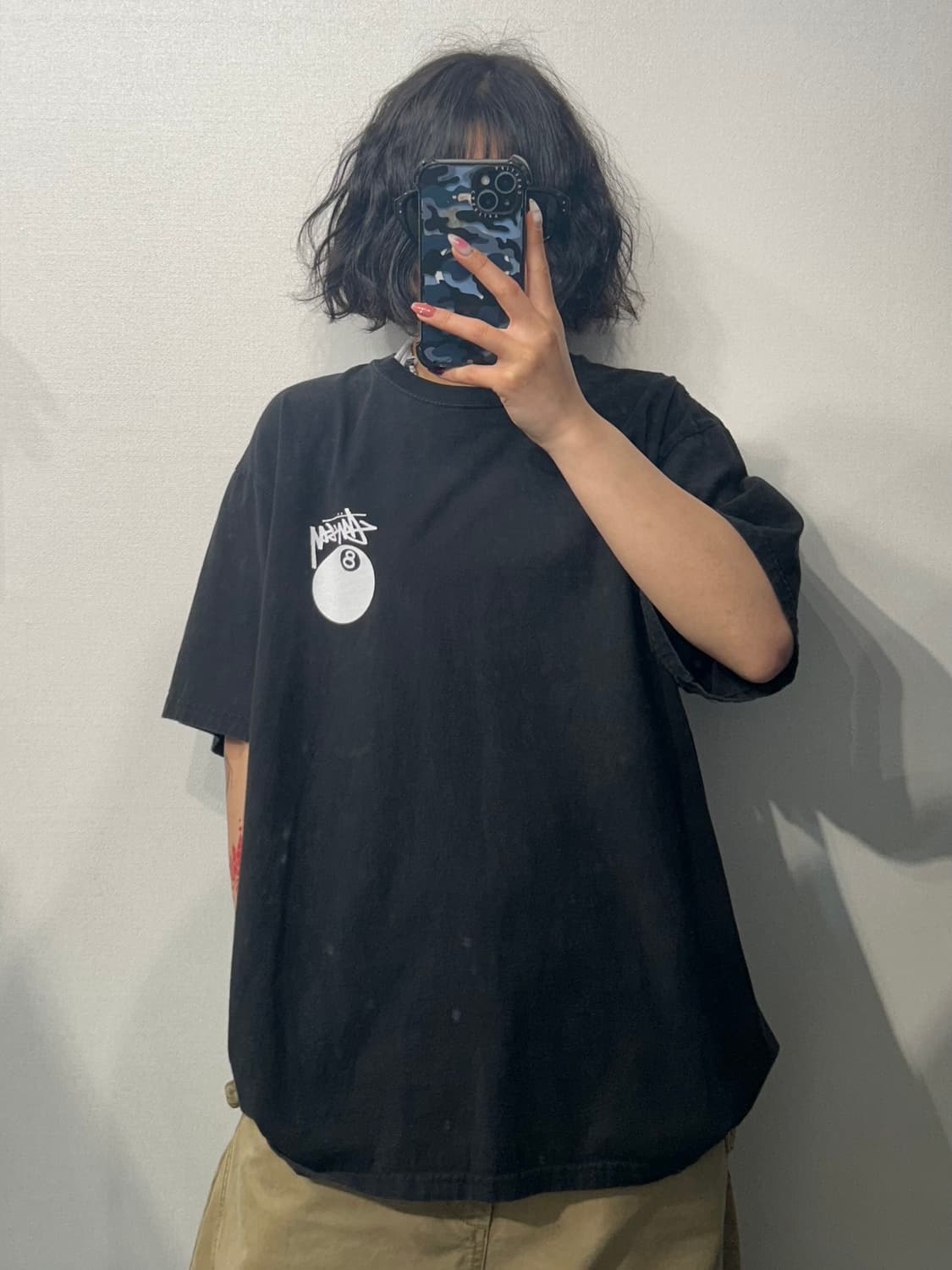 L 스투시 8볼 프린팅 반팔 티셔츠 블랙 상품이미지1