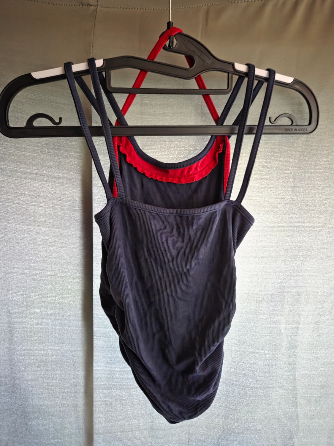 5천원 급처! 핀터깔 빈티지 레이어드 스트링 홀터넥 나시 네이비 레드 상품이미지2