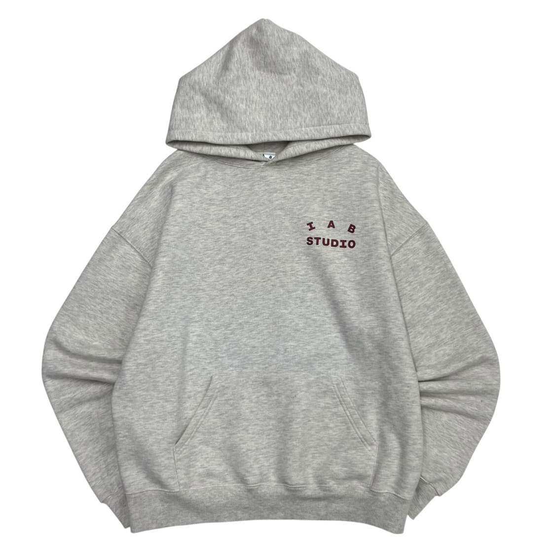 아이앱 스튜디오 버건디 로고 백멜란지 후드 L 상품이미지3