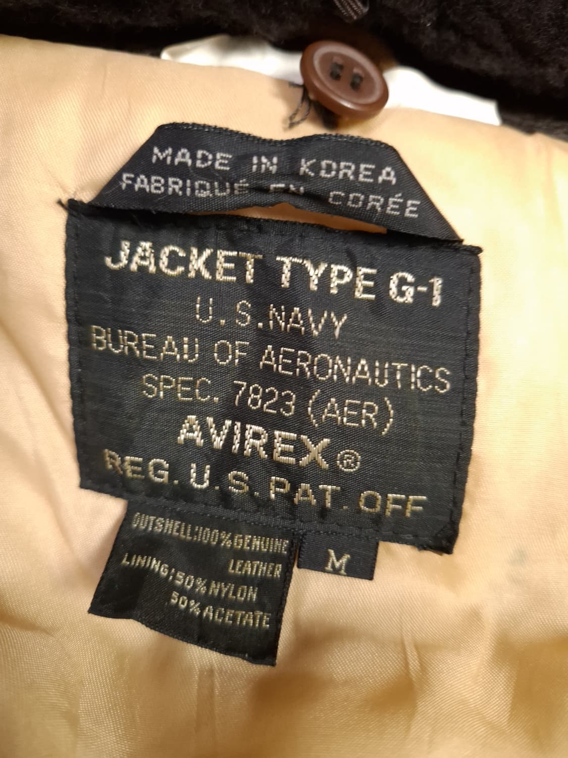 오리지날 아비렉스 탑건 리얼레더 미해군 G-1 항공점퍼 상품이미지3