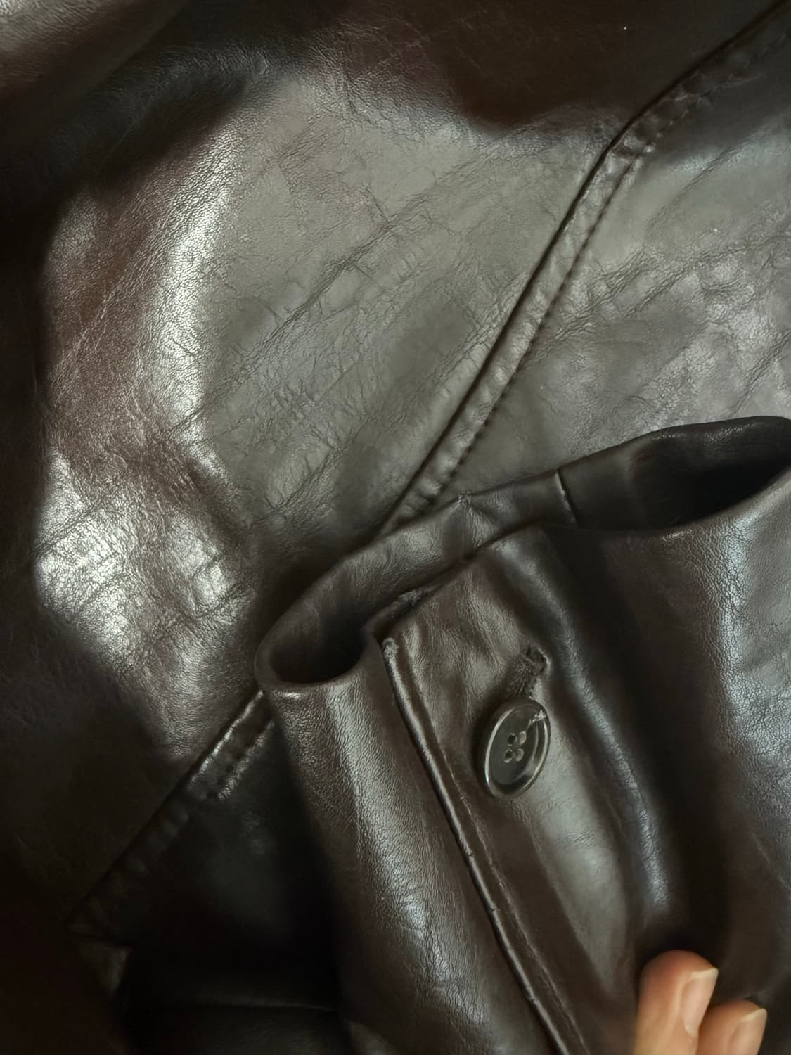 Lemard 페이크 레더 절개 자켓 상품이미지7