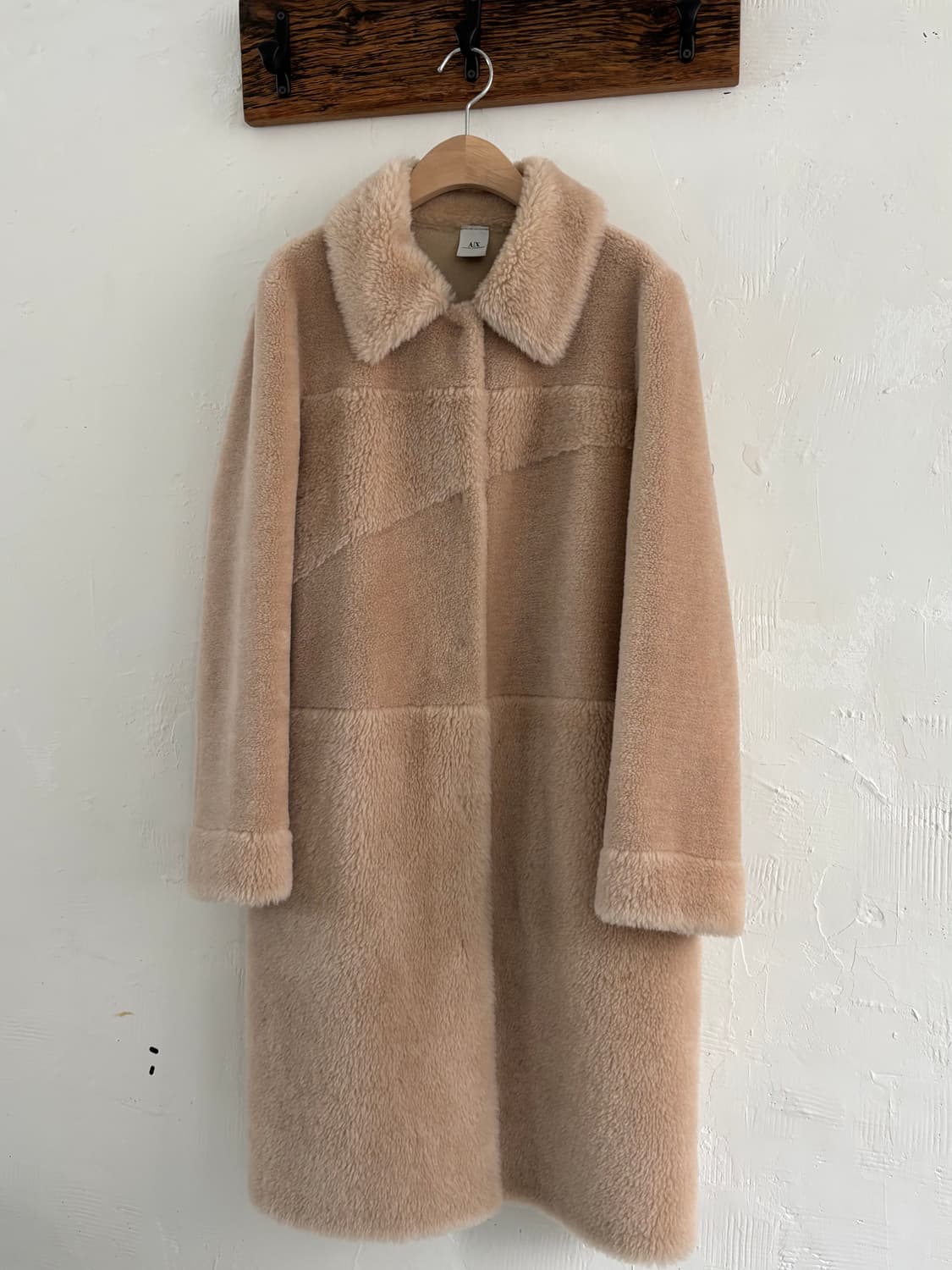 Armani 아르마니 익스체인지 아이보리 롱 리버시블 퍼 코트 상품이미지5