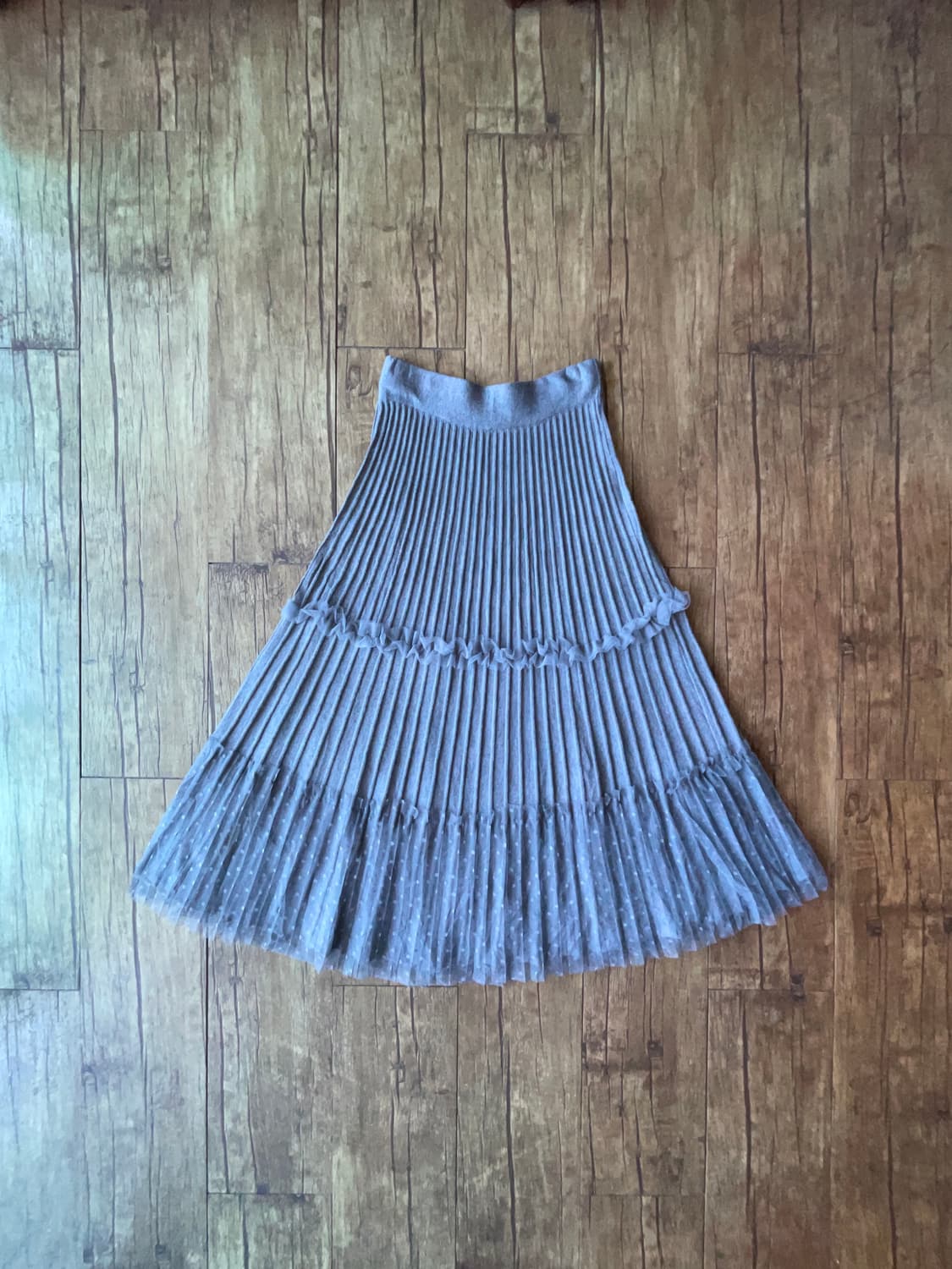 Knit pleats × Dotted mesh Skirt 상품이미지2