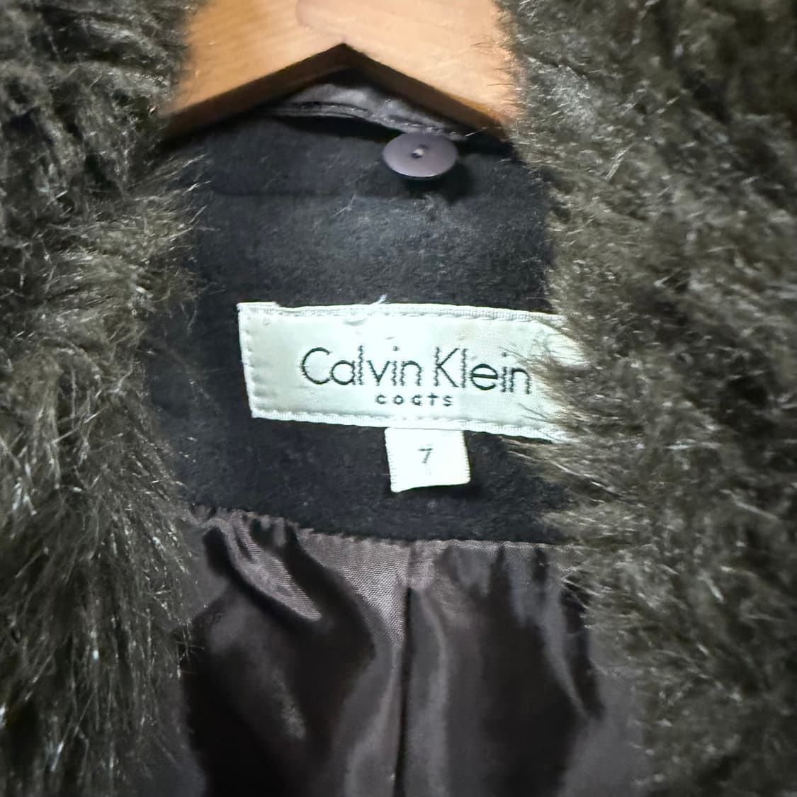90s 캘빈클라인 퍼 트리밍 더블 코트 아카이브 상품이미지4