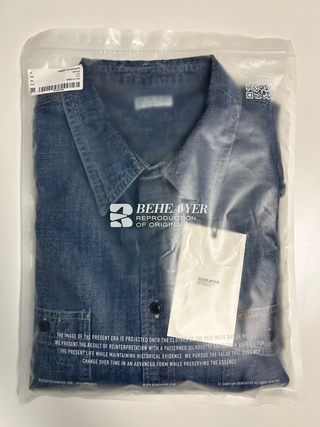 비헤비어 CHAMBRAY UNIFORM SHIRTS 상품이미지5