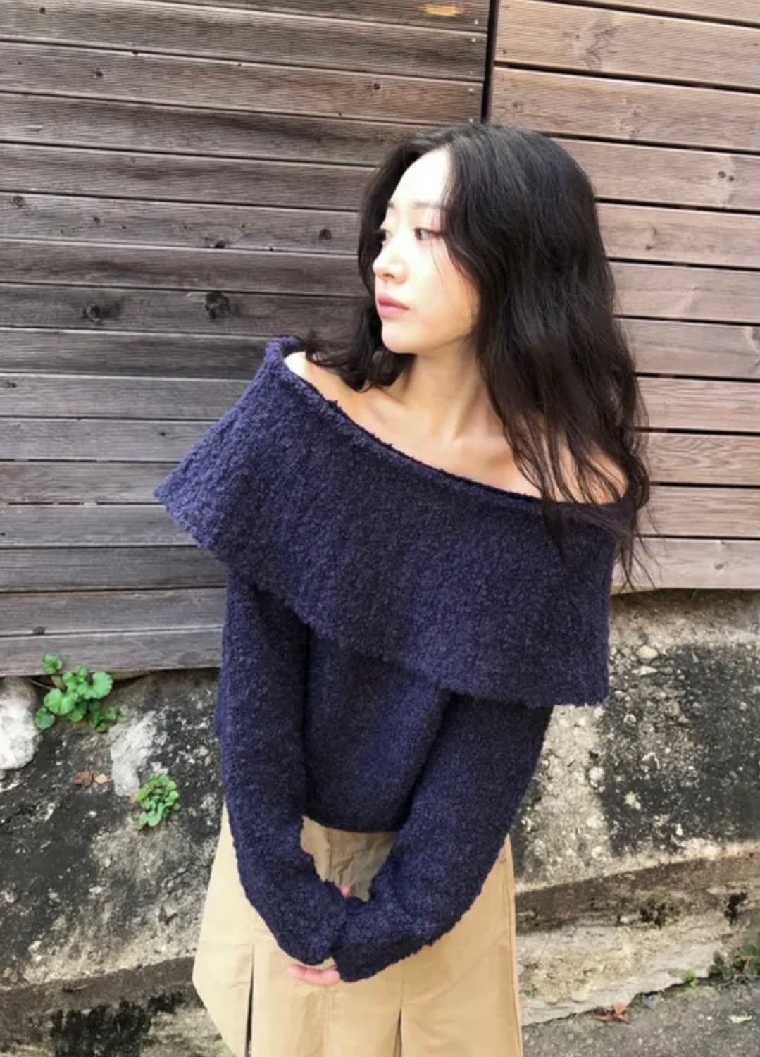 (새상품)부클 오프숄더 니트 상품이미지1