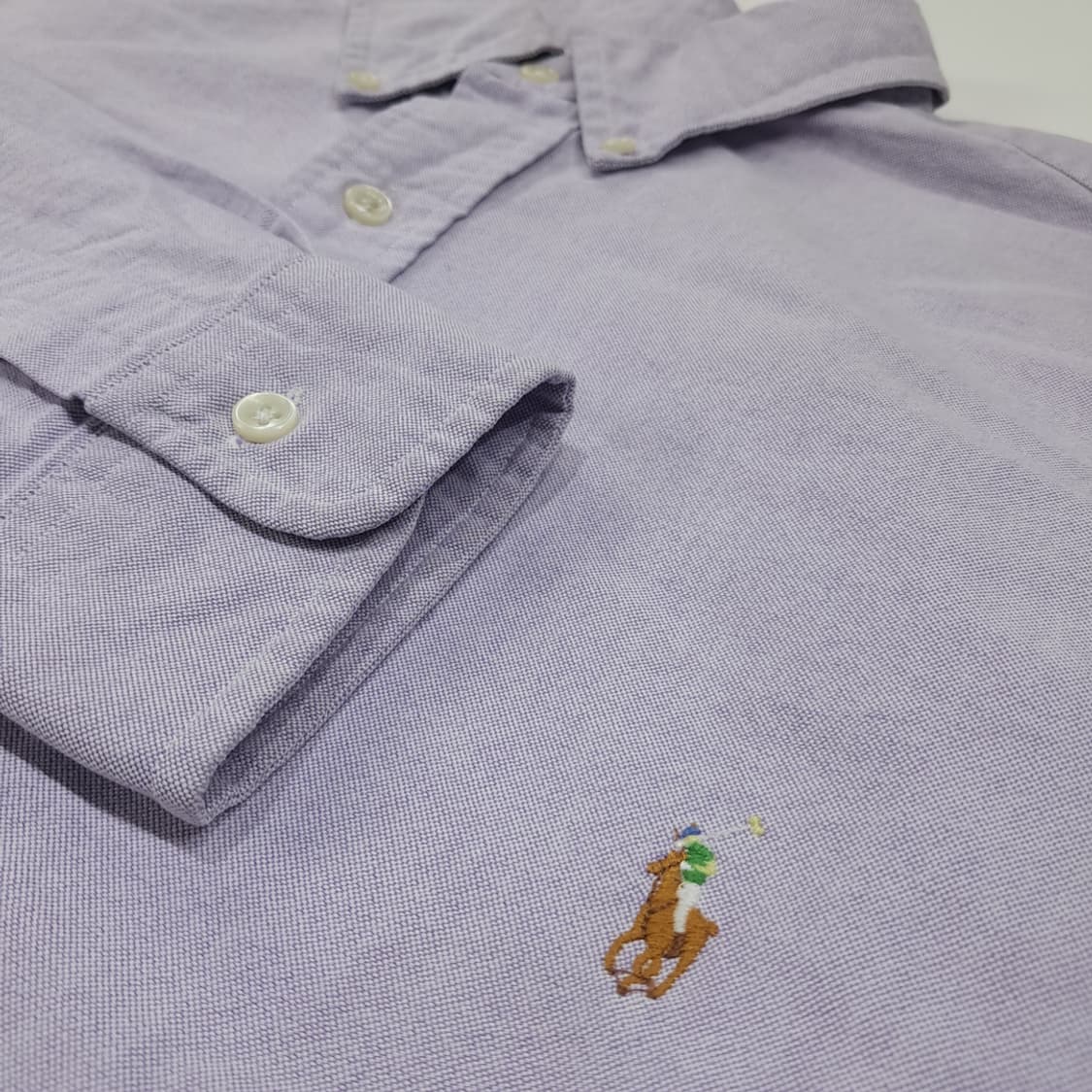 CL595 LT 폴로 90s 코튼 멀티포니 버튼다운 라벤더 셔츠 남방 상품이미지4