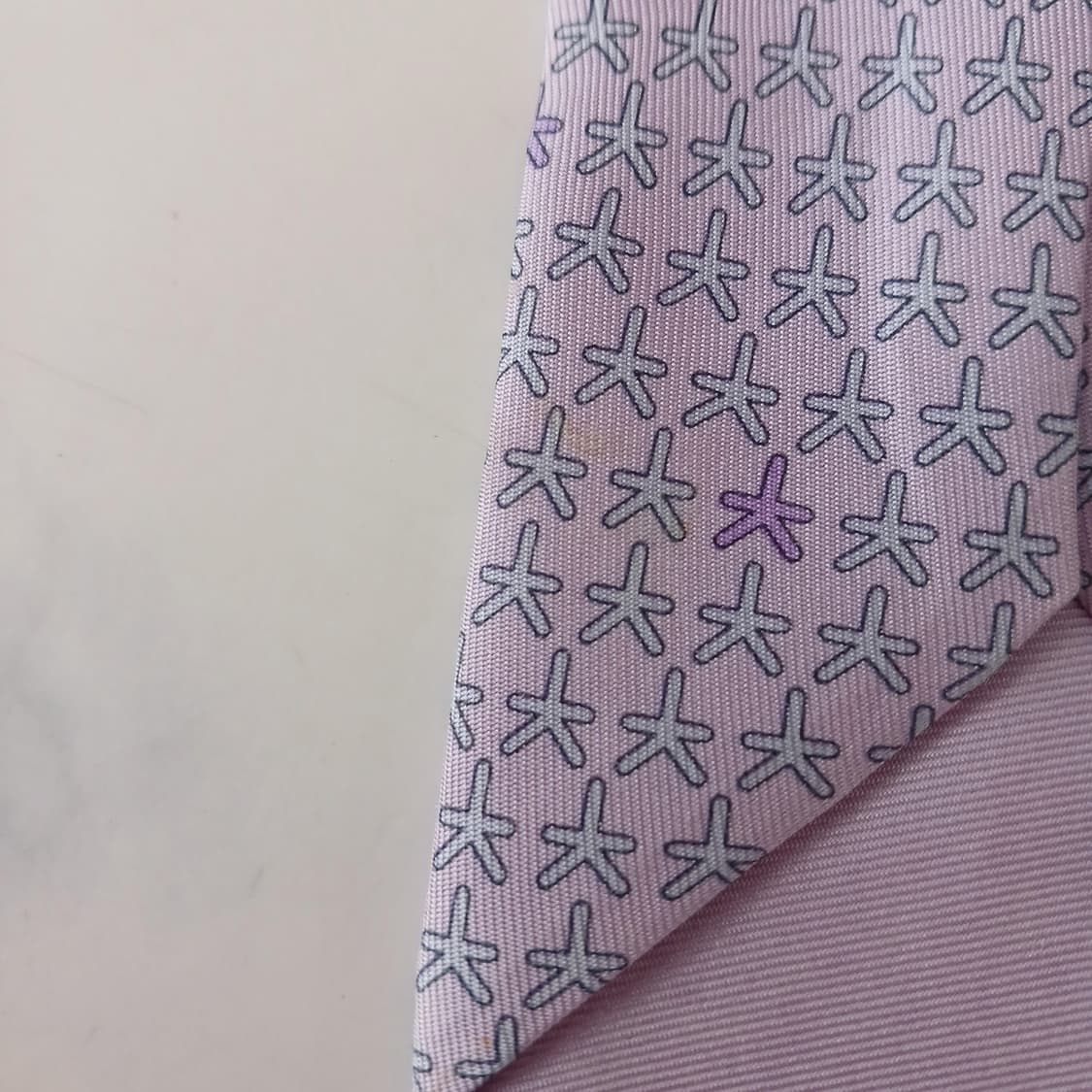 에르메스 실크 라벤더 불가사리 패턴 넥타이 9.2cm A등급 A19028 상품이미지9
