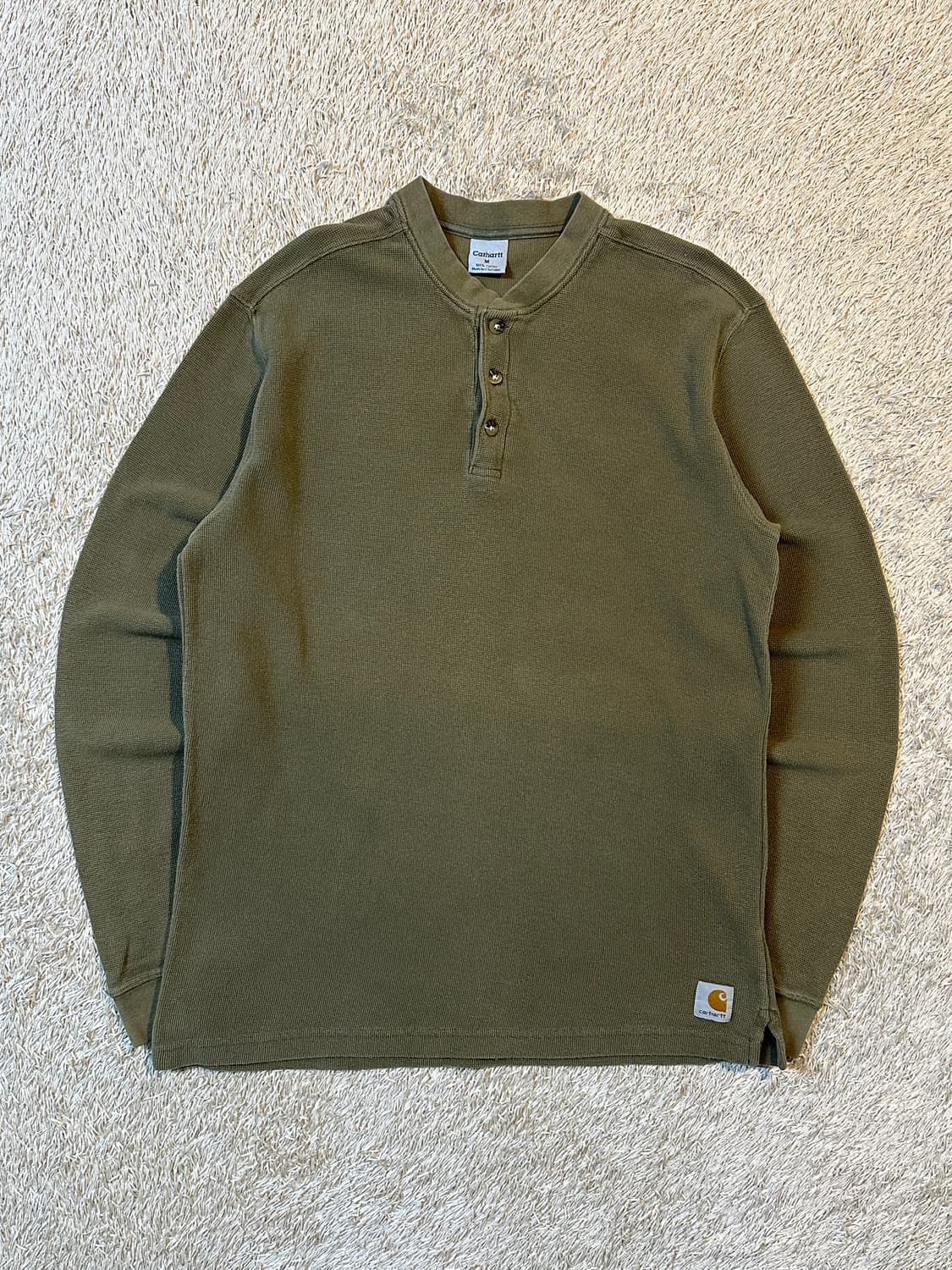 칼하트 CARHARTT 헨리넥 와플 니트 롱슬리브 긴팔 카키 상품이미지1