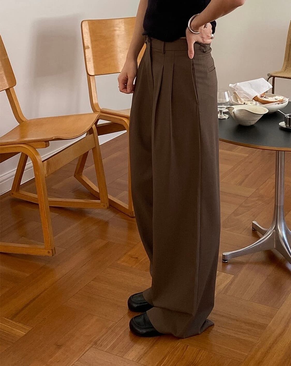 킨다베이지 핀턱 슬랙스(모카브라운, 롱버전/L) 상품이미지8