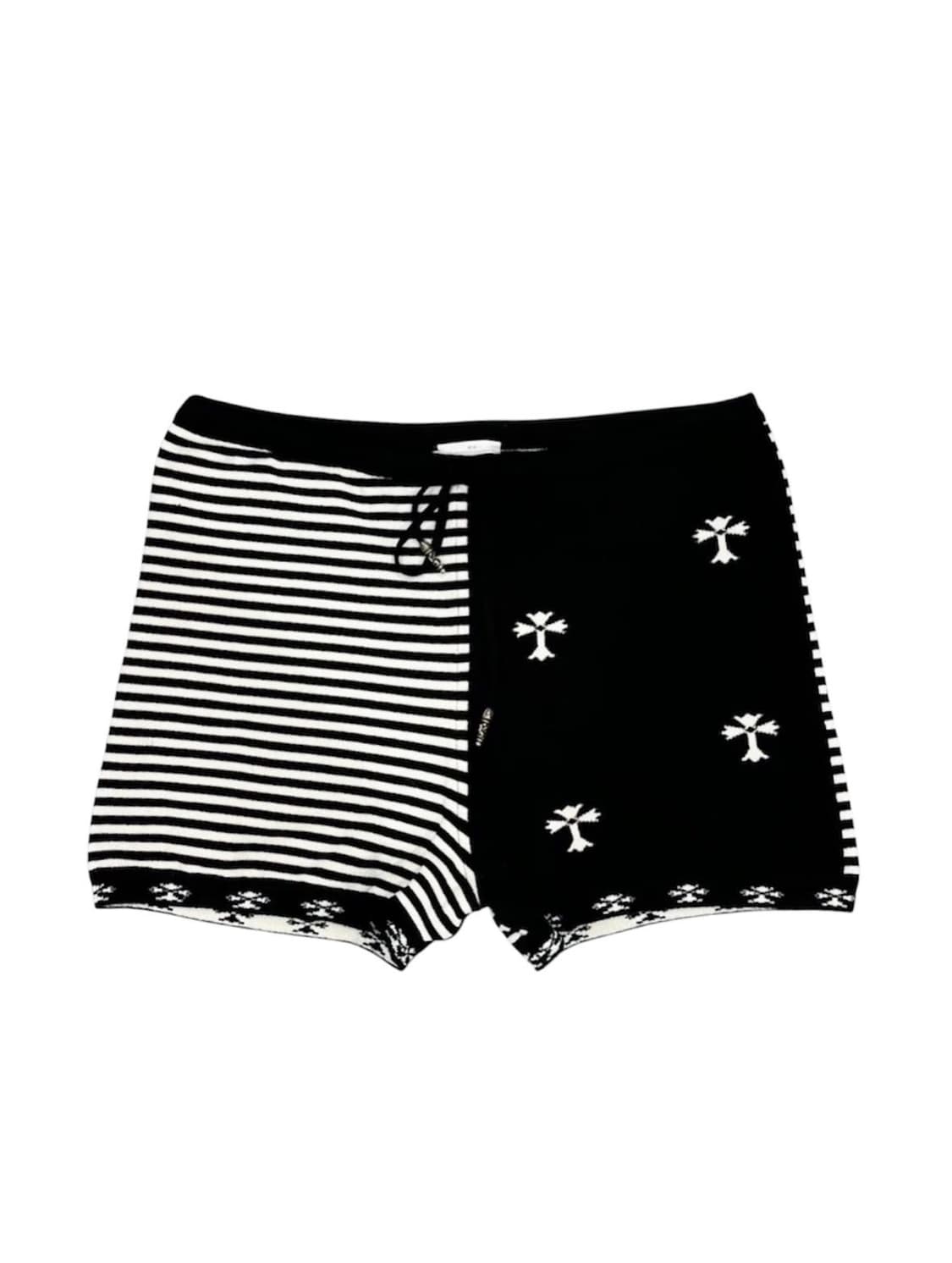 [S] 크롬하츠 모노크롬 스트라이프 실버 벨 니트 쇼츠 팬츠 상품이미지1