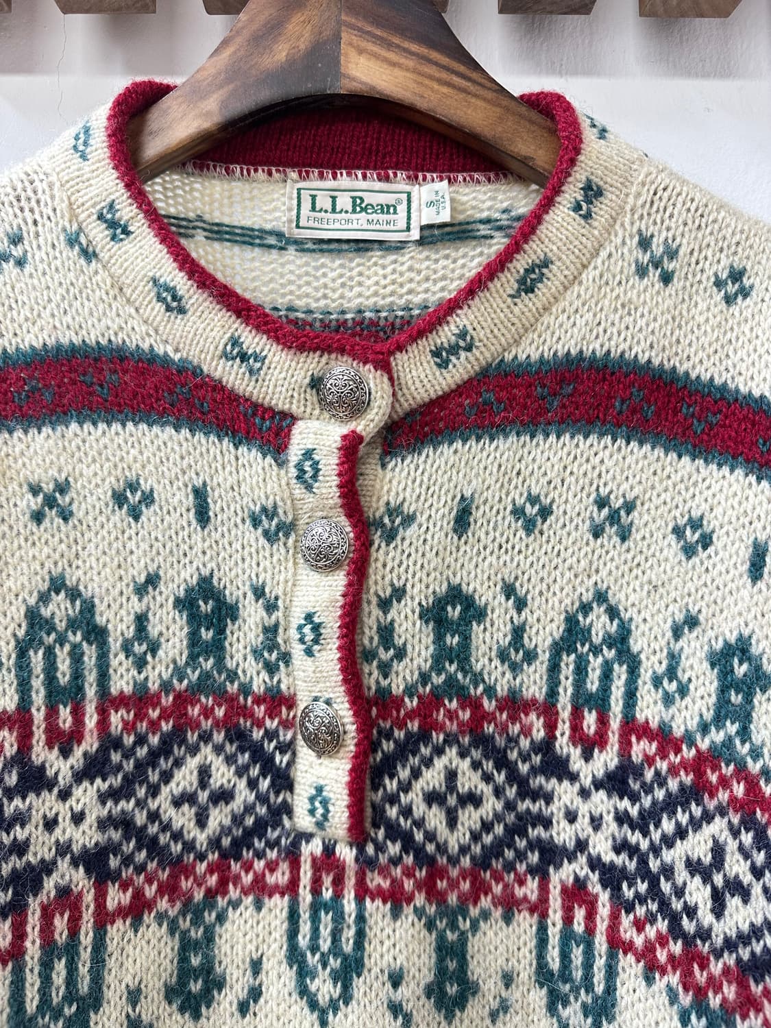 L.L.Bean 엘엘빈 페어아일 헨리넥 울 니트 스웨터 상품이미지2