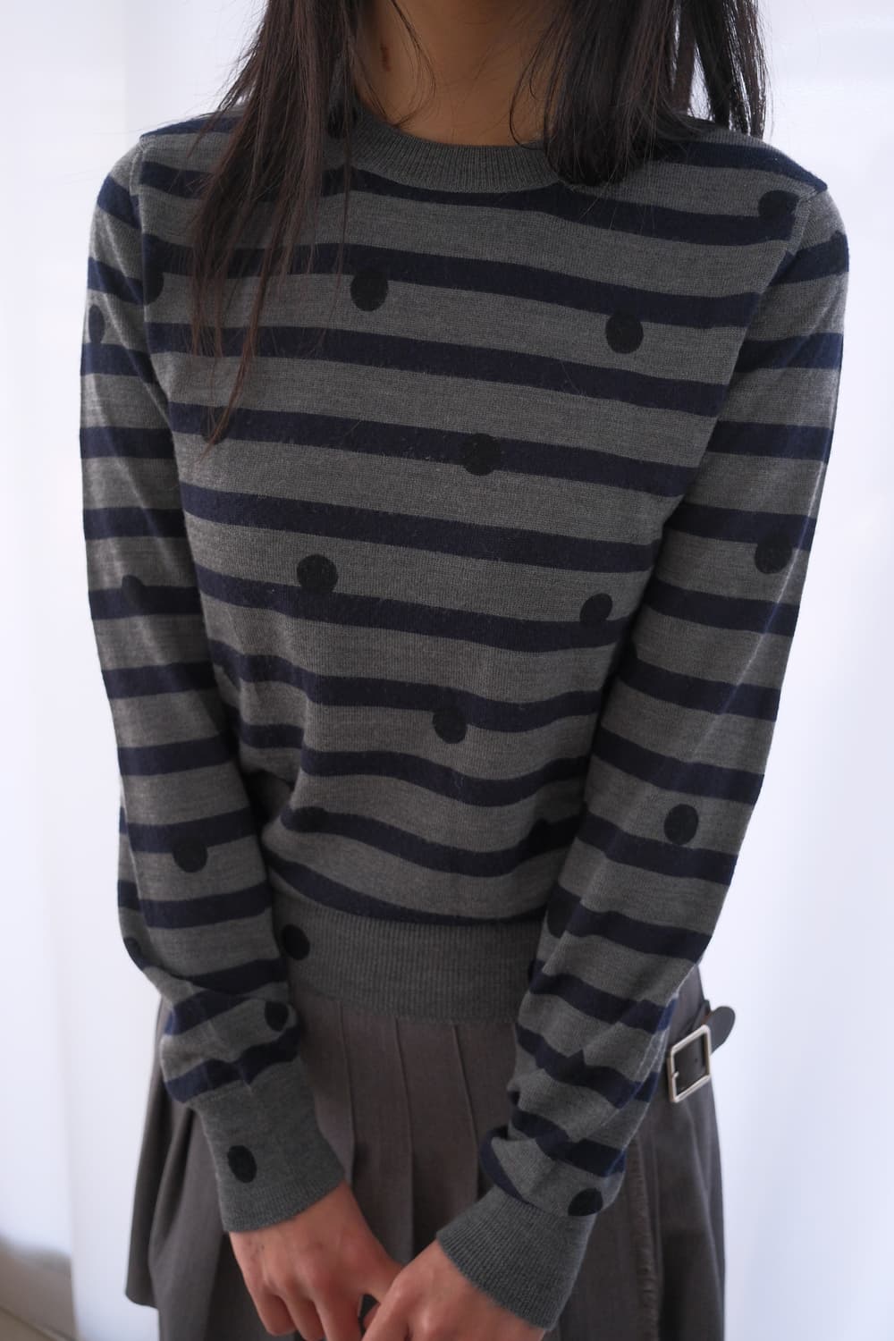 Stripe & dot knit top 상품이미지1
