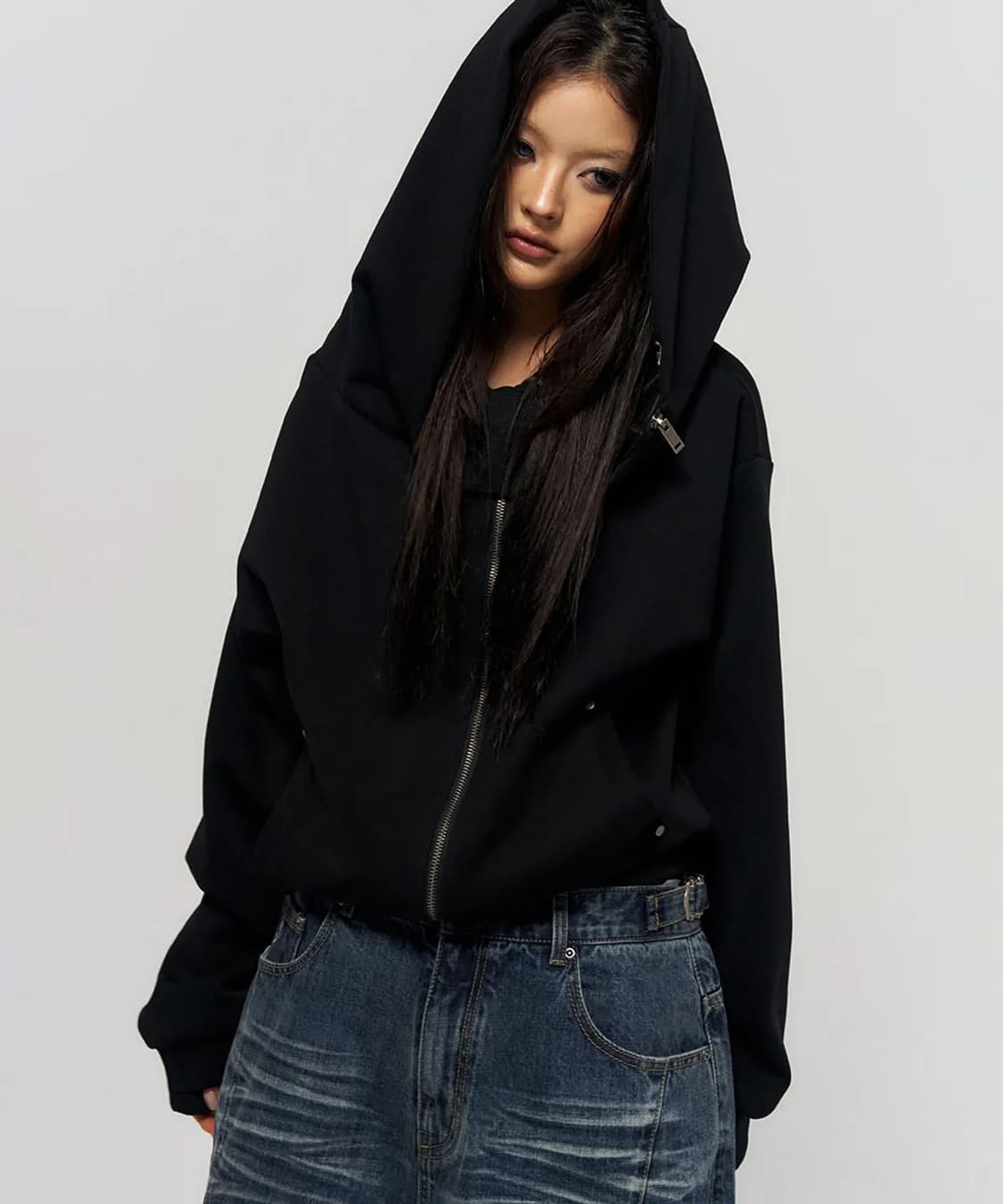 스키즘 인듀싱 CONVERTIBLE ZIP HOODIE BLACK 상품이미지5