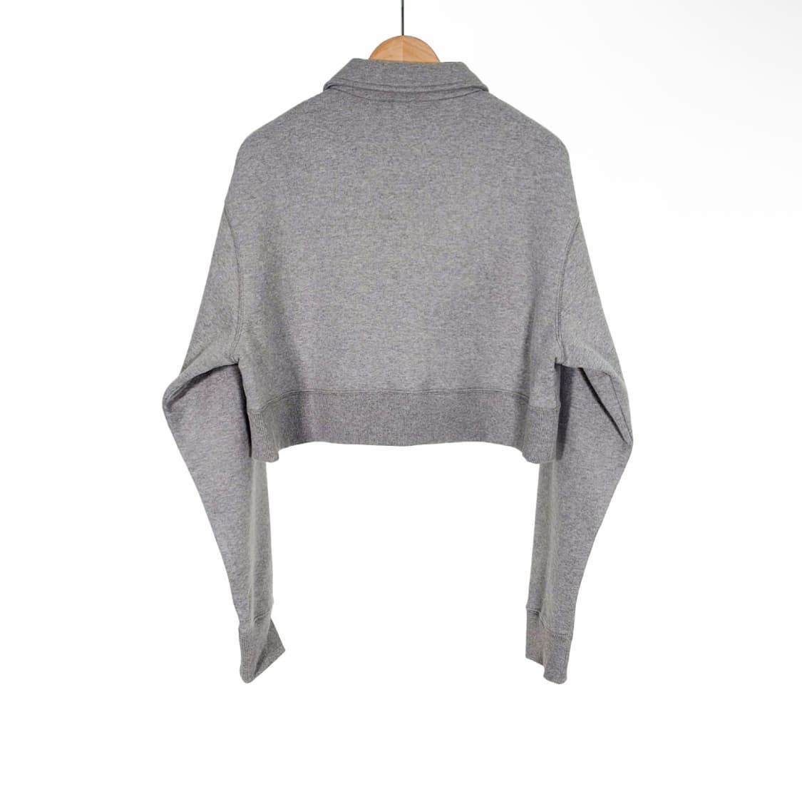 [L] 미우미우 하프 지퍼 오버핏 카라 스웻 셔츠 맨투맨 티셔츠 그레이 상품이미지3