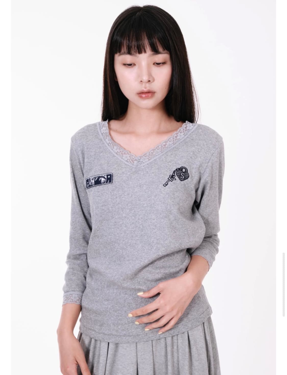 샬롬클럽 레이스 탑 그레이 상품이미지3
