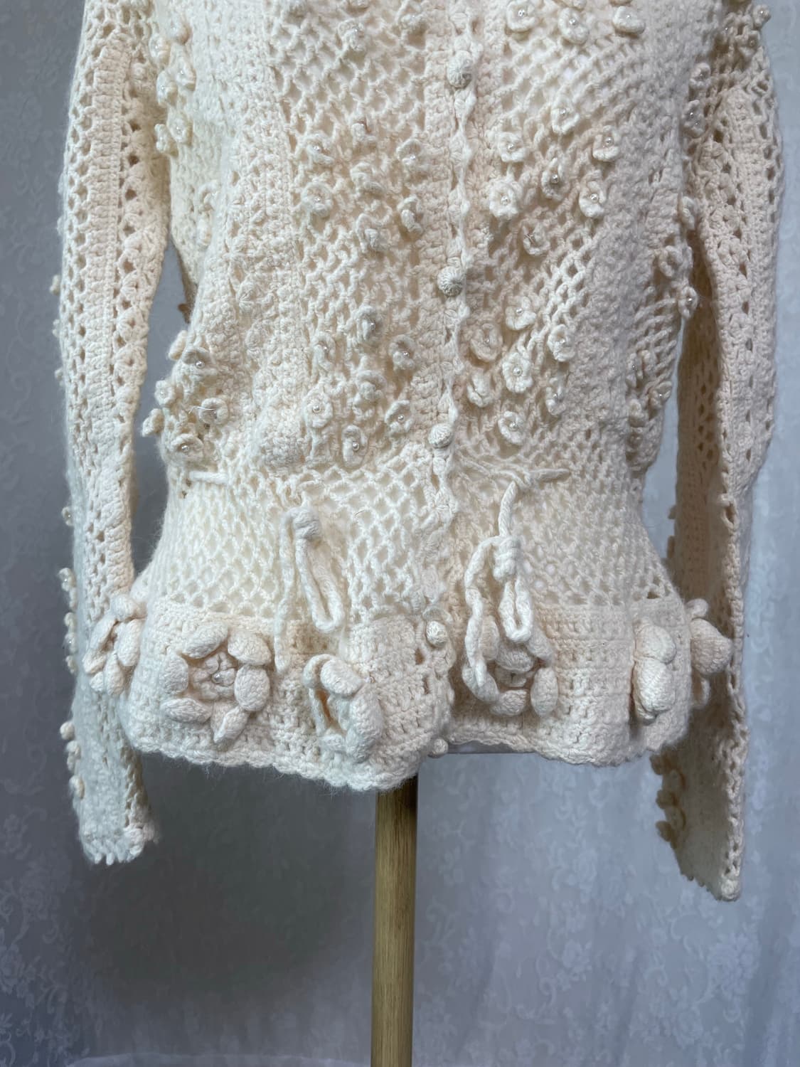 플라워 입체 디테일 빈티지 크로쉐 니트 가디건 상품이미지3