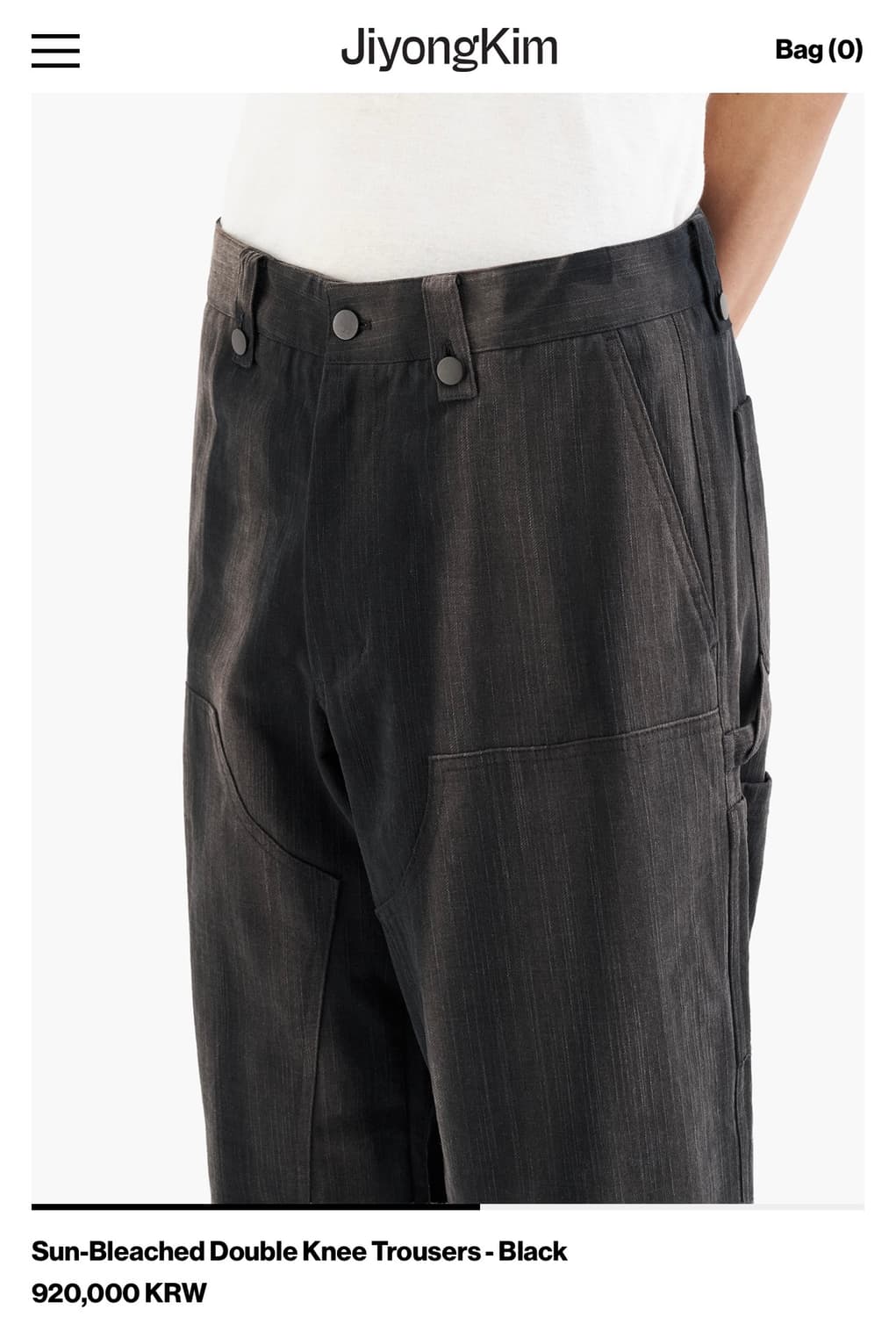 지용킴 JiyongKim 25aw 선블리치 더블니 블랙 XL 사이즈 상품이미지2