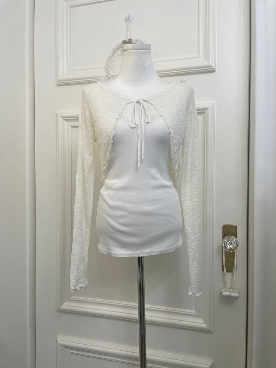 ivory cotton bolero&lace sleeveless set 상품이미지1