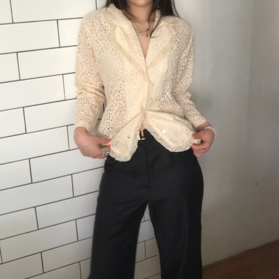 Fashion park 레이스 펀칭 블라우스 / M-L 사이즈 상품이미지2