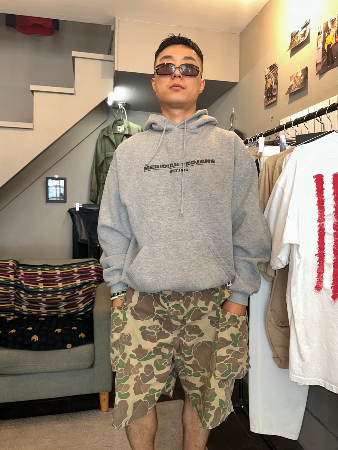 90’s Russell Athletic grey letters hood  상품이미지3