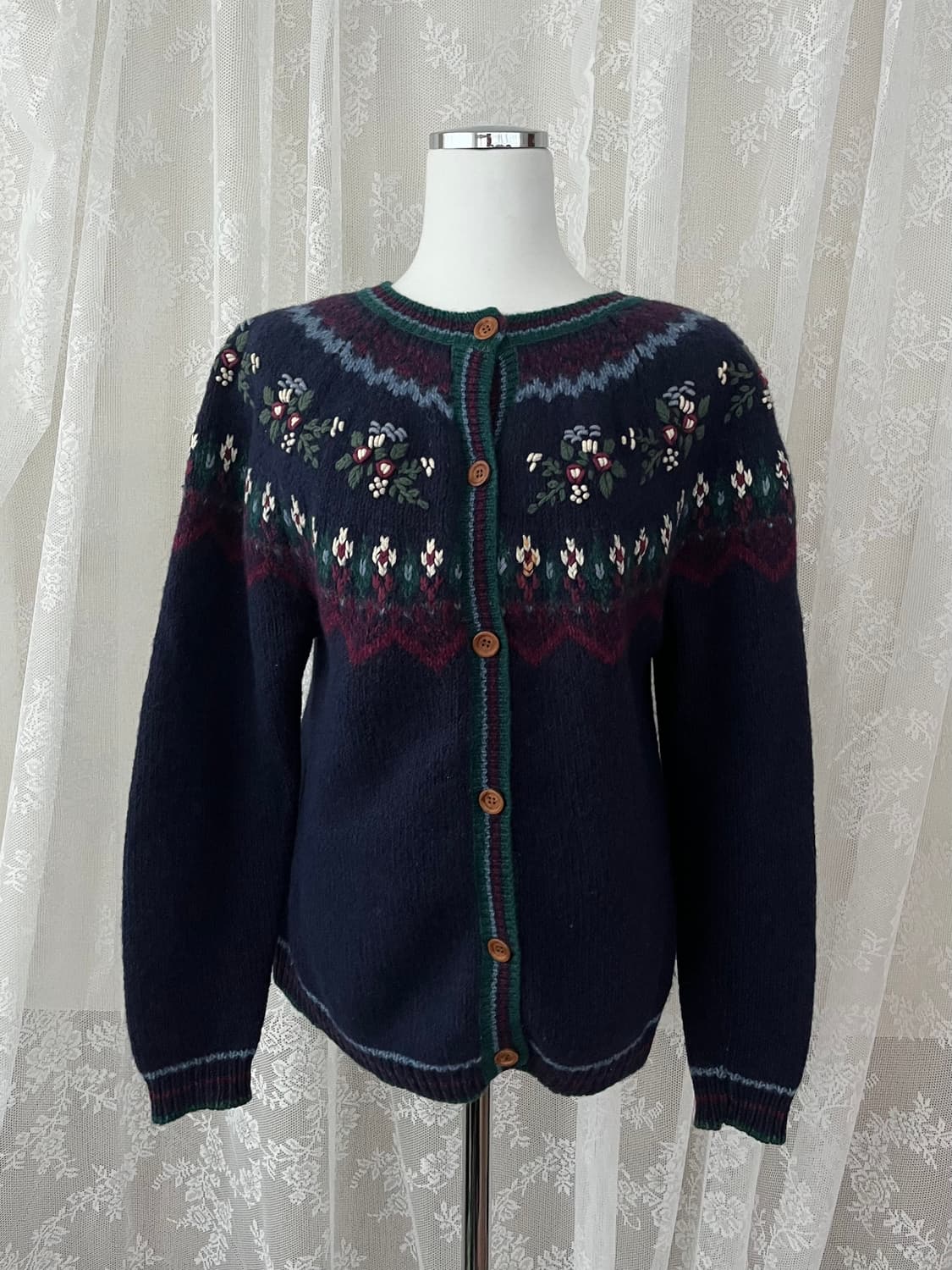 XL) NORTHERN 빈티지 자수 가디건 네이비 상품이미지1