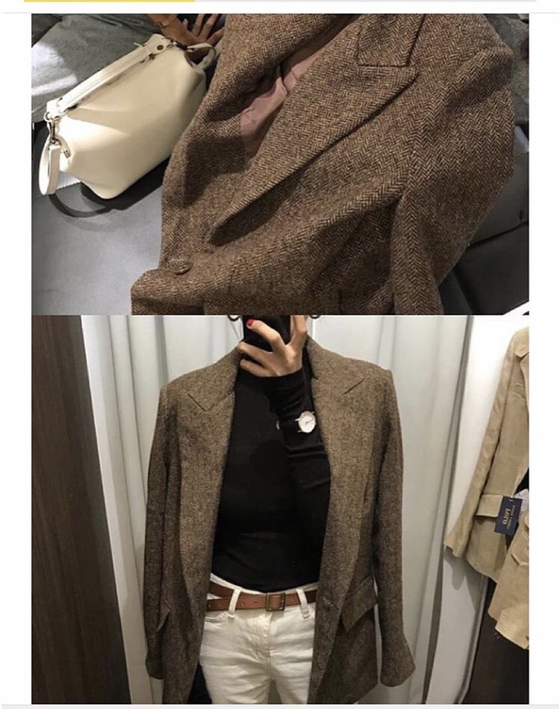 런던플랏 헤링본 울 100 브라운 클래식 자켓 상품이미지4